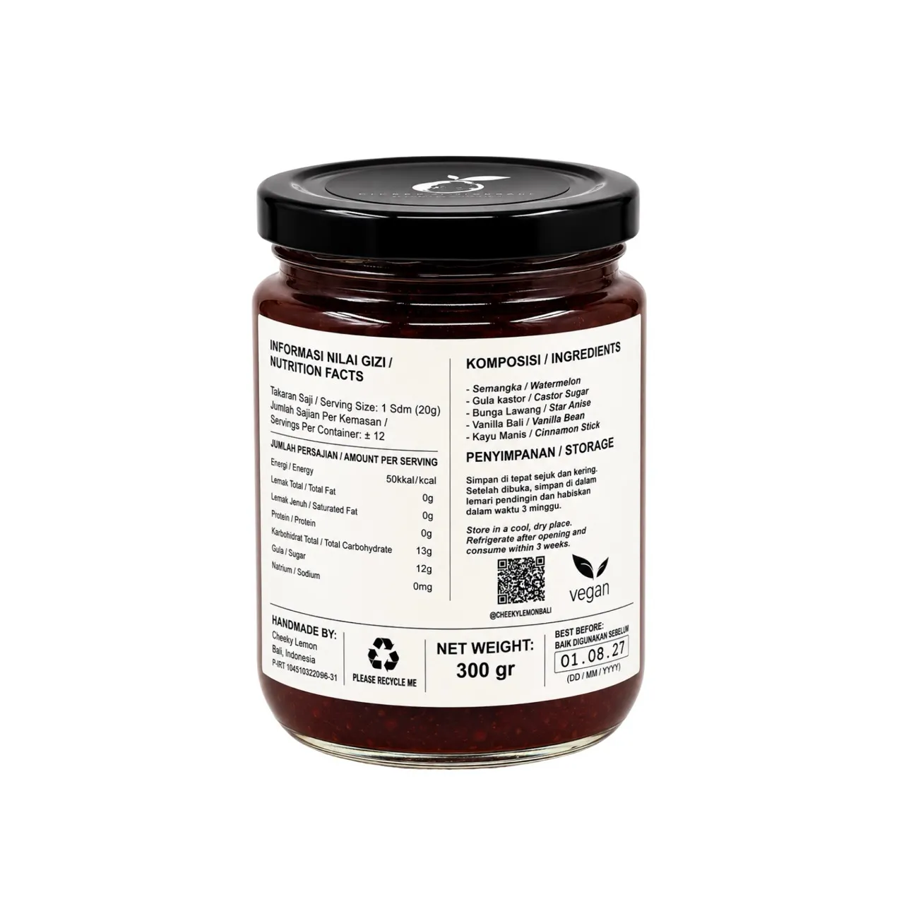 CKL Watermelon & Bali Vanilla Jam 300g